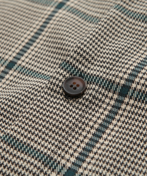 Hound Tooth Check Shirts Khaki HSSS2207