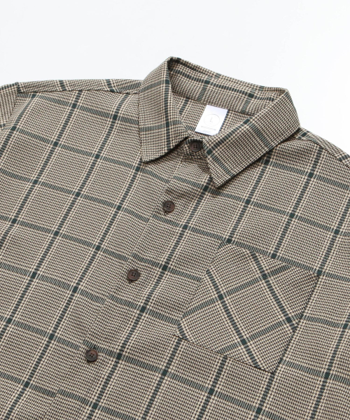 Hound Tooth Check Shirts Khaki HSSS2207