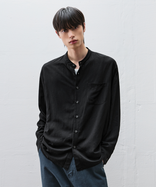STABLE LINEN STAND COLLAR SHIRTS [2color]