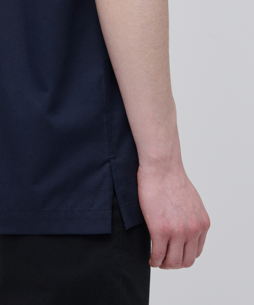 Open Collar Short Sleeve Shirt [Navy]