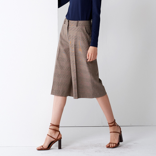 CHECK MIDI широкие PANTS BROWN
