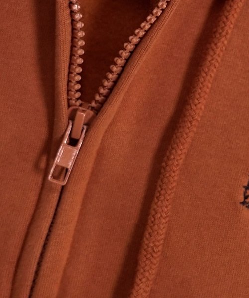 Basic Logo Zip-up Hoodie - BROWN