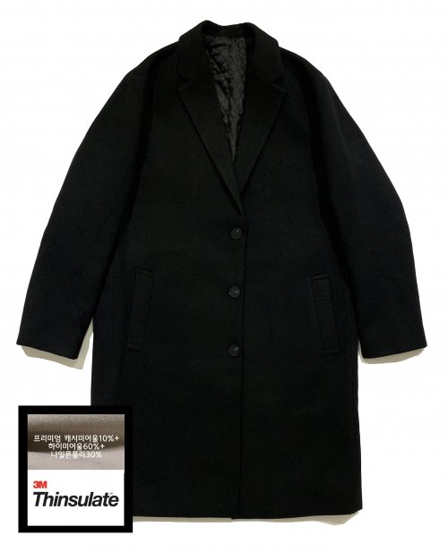 Однобортное шерстяное пальто Black (утеплитель Thinsulate)