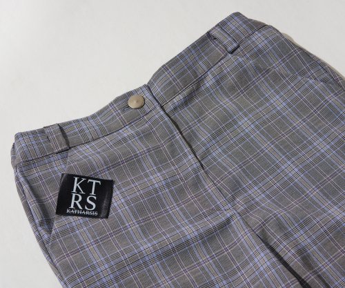 Широкие брюки в клетку (Purple)_S M