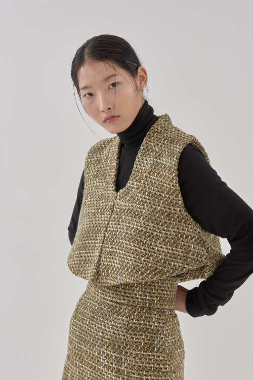 Жилет Baeja (Korea short vest-Olive tweed)