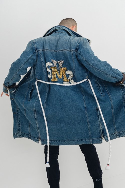 AURA OVIS DENIM COAT WASHED BLUE