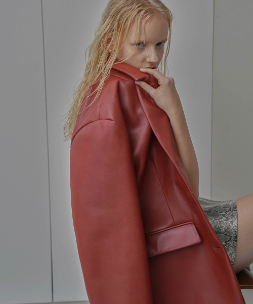 Oversized Lamb Skin Jacket Brown