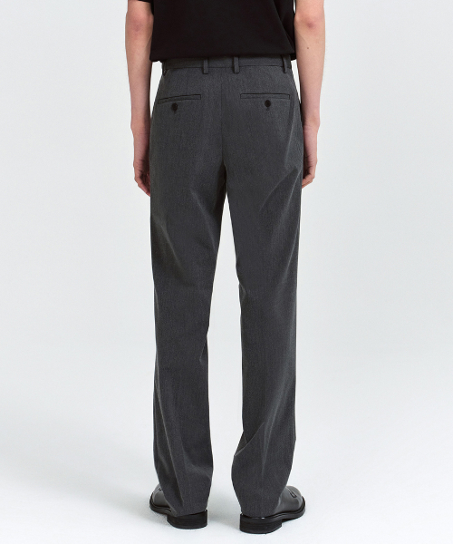 Semi-Wide Hidden Banding Slacks [Medium Gray] thumbnail 3