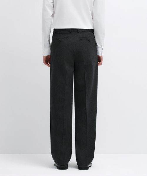 REAL WIDE HIDDEN ELASTIC WAISTBAND SLACKS_CHARCOAL GRAY thumbnail 3