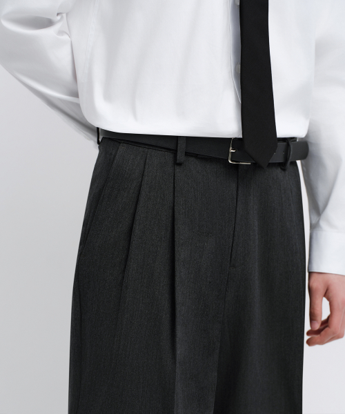 REAL WIDE HIDDEN ELASTIC WAISTBAND SLACKS_CHARCOAL GRAY thumbnail 6