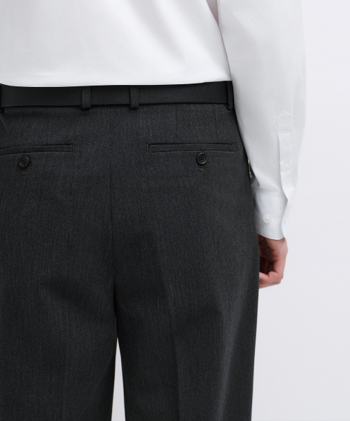 REAL WIDE HIDDEN ELASTIC WAISTBAND SLACKS_CHARCOAL GRAY thumbnail 7