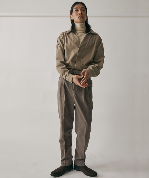 Брюки унисекс с ремнем wide tapered - Brown