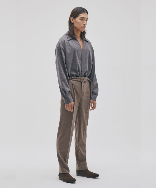 Брюки унисекс с ремнем wide tapered - Brown