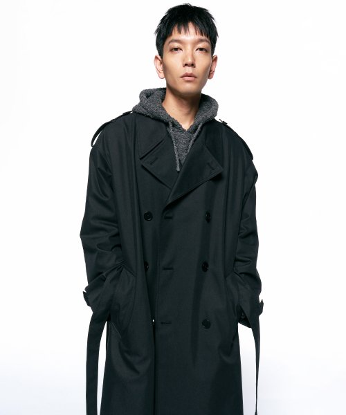 MUSINSA | INSILENCE Oversize Trench Coat BLACK