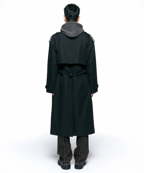 MUSINSA | INSILENCE Oversize Trench Coat BLACK