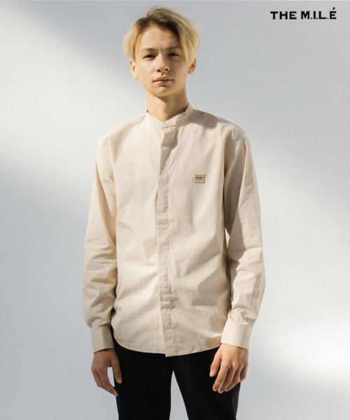 Рубашка ML без воротника с лого [Beige]