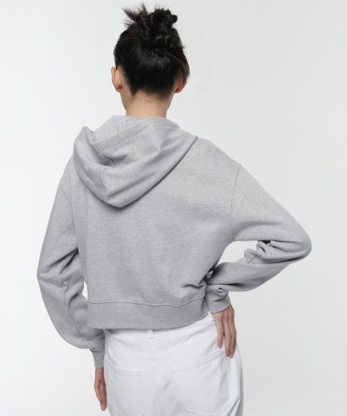 WOMENS CROP HOODED SWEAT ZIP-UP [MEDIUM GREY]