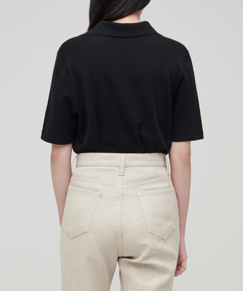 WOMENS SLIT NECK KNITTED POLO SHIRT [чёрный]