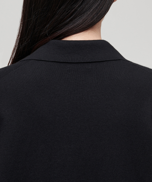 WOMENS SLIT NECK KNITTED POLO SHIRT [чёрный]