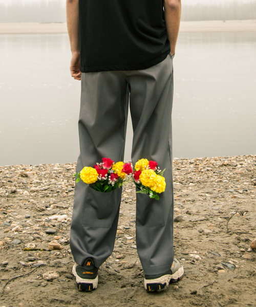 BACK LOW POCKET PANTS GRAY