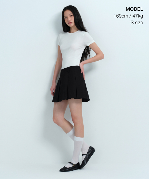 WOMENS RIBBED SLIM FIT T-SHIRT [WHITE]
