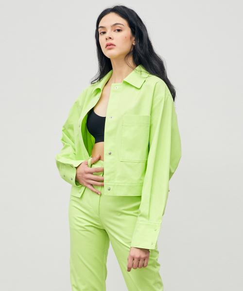 Рубашка куртка cropped snap Lime