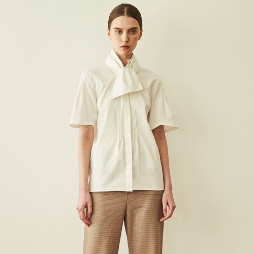 Блуза pintuck ribbon tie летняя