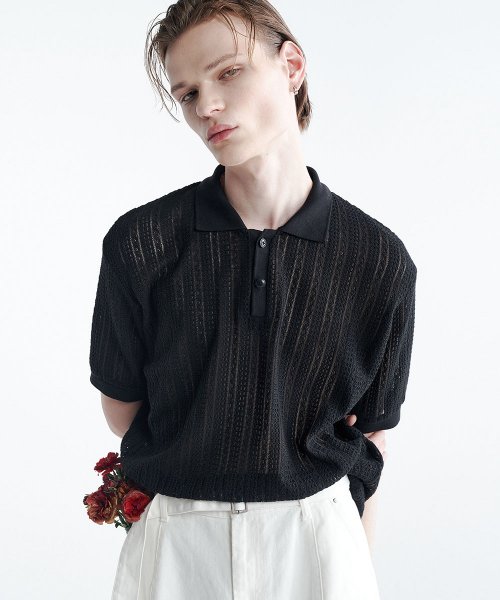 Рубашка lace pique short sleeve (Black)
