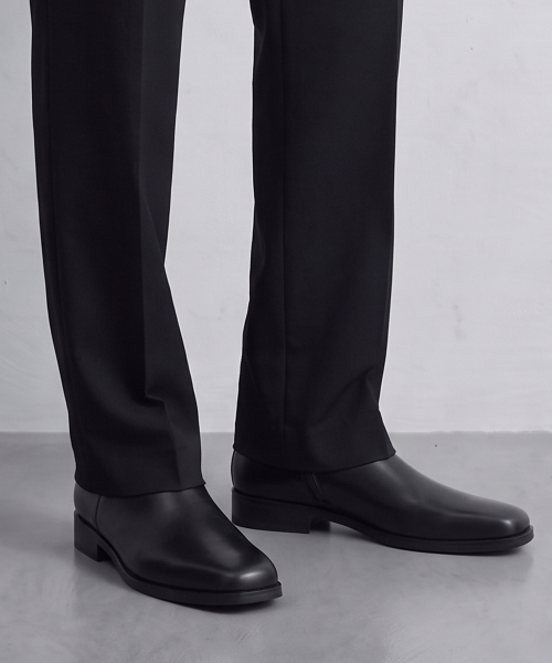 Spencer Cowhide Square Toe Zipper Boots 4cm (CR0034BK) thumbnail 9