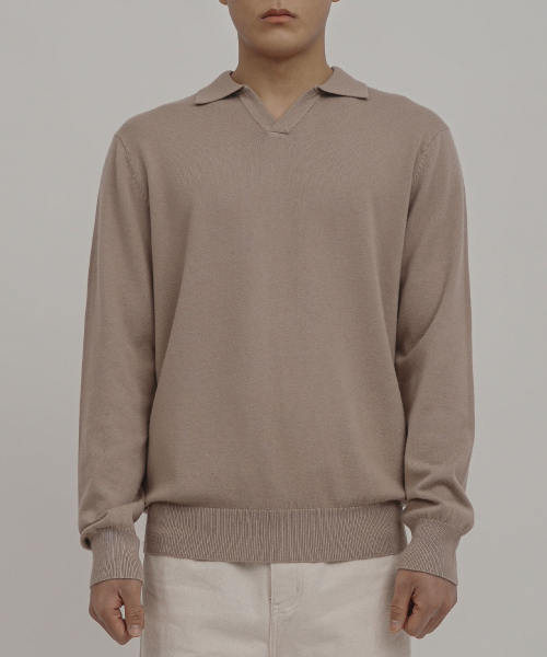 Трикотаж viscose soft cozy collar knit (Beige, MEN)