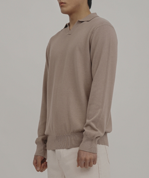 Трикотаж viscose soft cozy collar knit (Beige, MEN)
