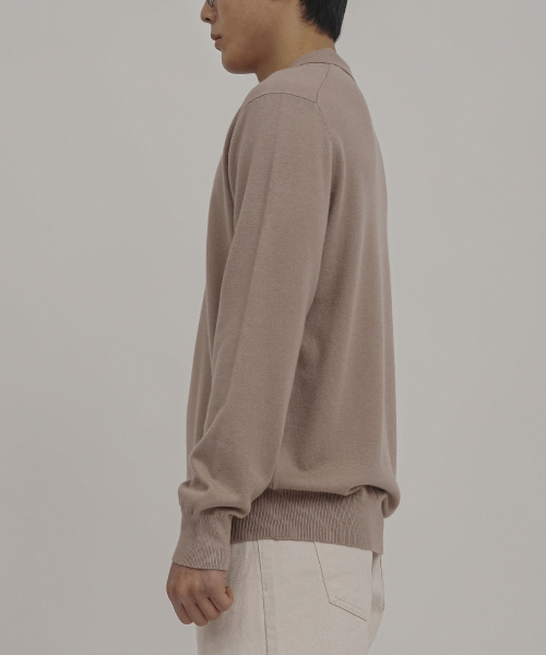 Трикотаж viscose soft cozy collar knit (Beige, MEN)
