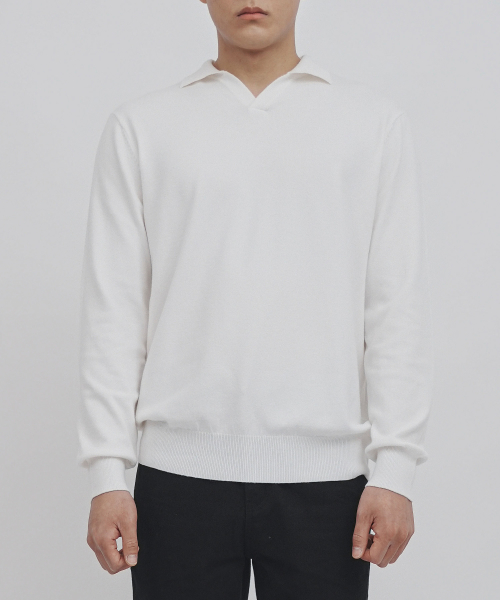 Трикотаж viscose soft cozy collar knit (Ivory, MEN)