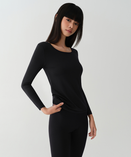 HEATANDARD WOMENS CREW NECK футболка_INNER WEAR чёрный]