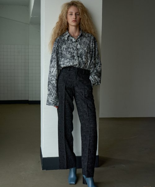BELT SET] EXCLUSIVE чёрный JACQUARD широкие SLACKS_чёрный