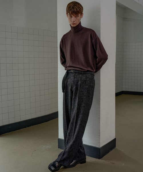 BELT SET] EXCLUSIVE чёрный JACQUARD широкие SLACKS_чёрный