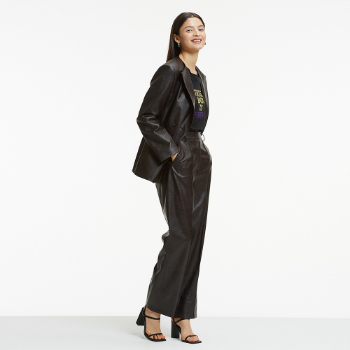 FAKE LEATHER PINTUCK широкие брюки коричневый