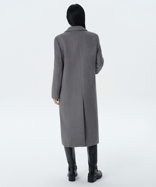 Женское длинное пальто честер из кашемира (Medium Gray)