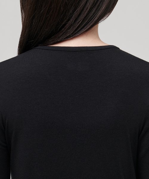 Женская футболка с длинным рукавом и широким воротником, Tencel [Black]