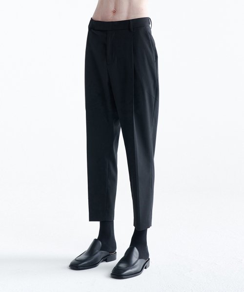 Летние свободные брюки из шерсти с защипом (Black)