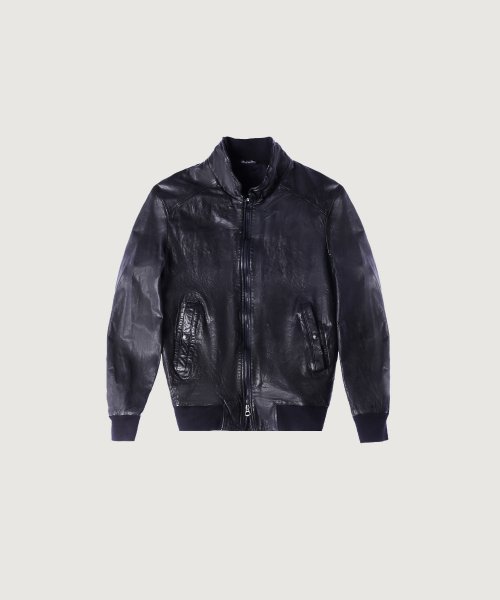 Кожаный бомбер Car [Navy]