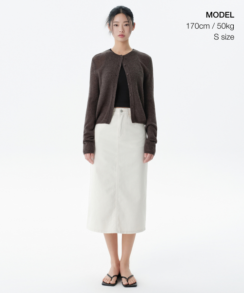 WOMENS DENIM MIDI SKIRT_CREAM thumbnail 2
