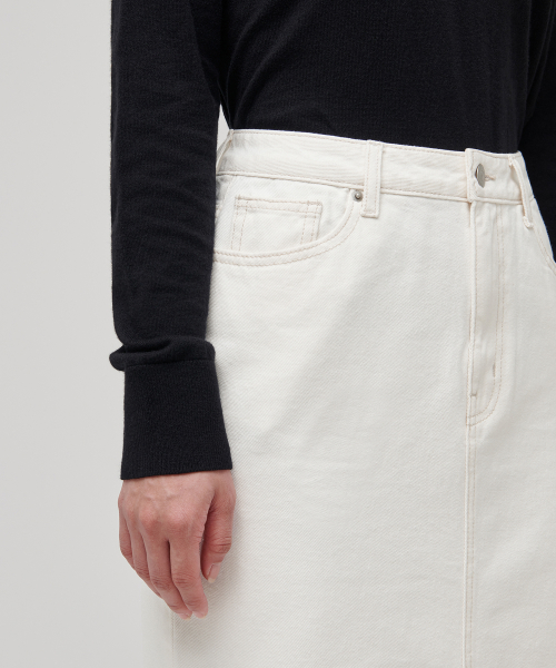 WOMENS DENIM MIDI SKIRT_CREAM thumbnail 4