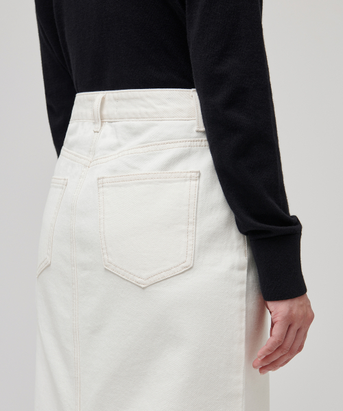 WOMENS DENIM MIDI SKIRT_CREAM thumbnail 5