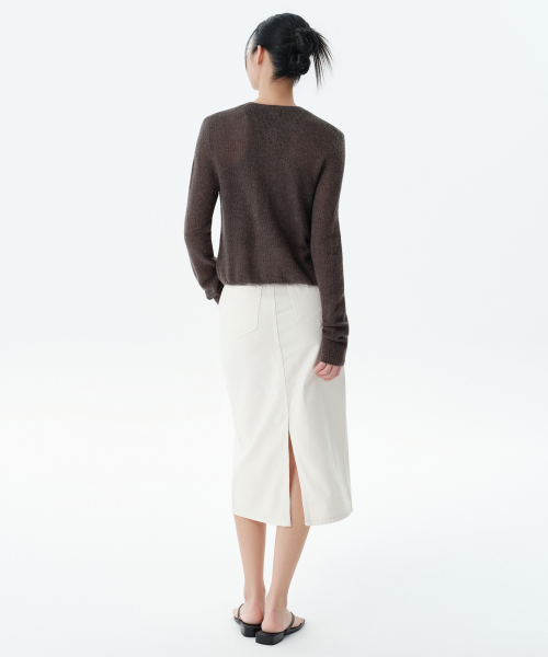 WOMENS DENIM MIDI SKIRT_CREAM thumbnail 7