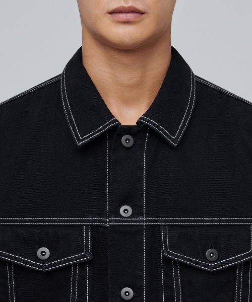 Свободная джинсовка со строчкой [Black]