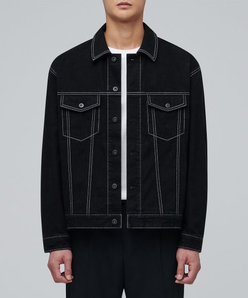 Свободная джинсовка со строчкой [Black]