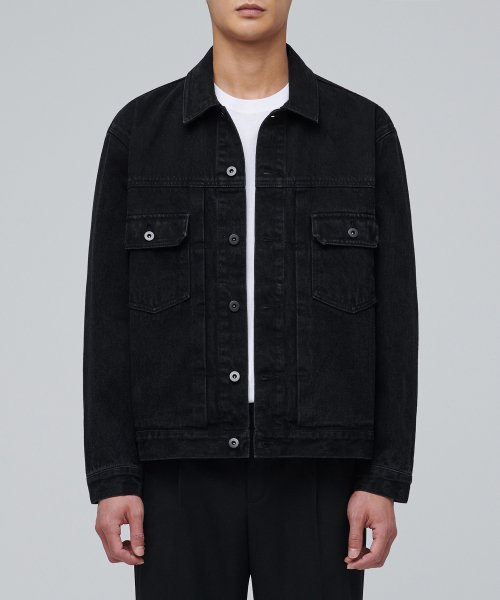 Свободная джинсовая куртка тракер 2 [Washed Black]