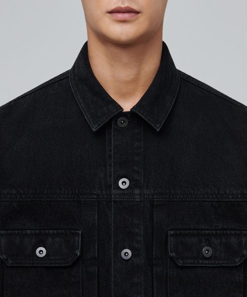 Свободная джинсовая куртка тракер 2 [Washed Black]