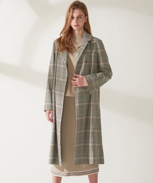 Houndtooth check trench пальто